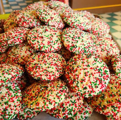 sugar cookies rolled in christmas sprinkles