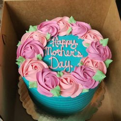 pink rosettes Mothers Day cake