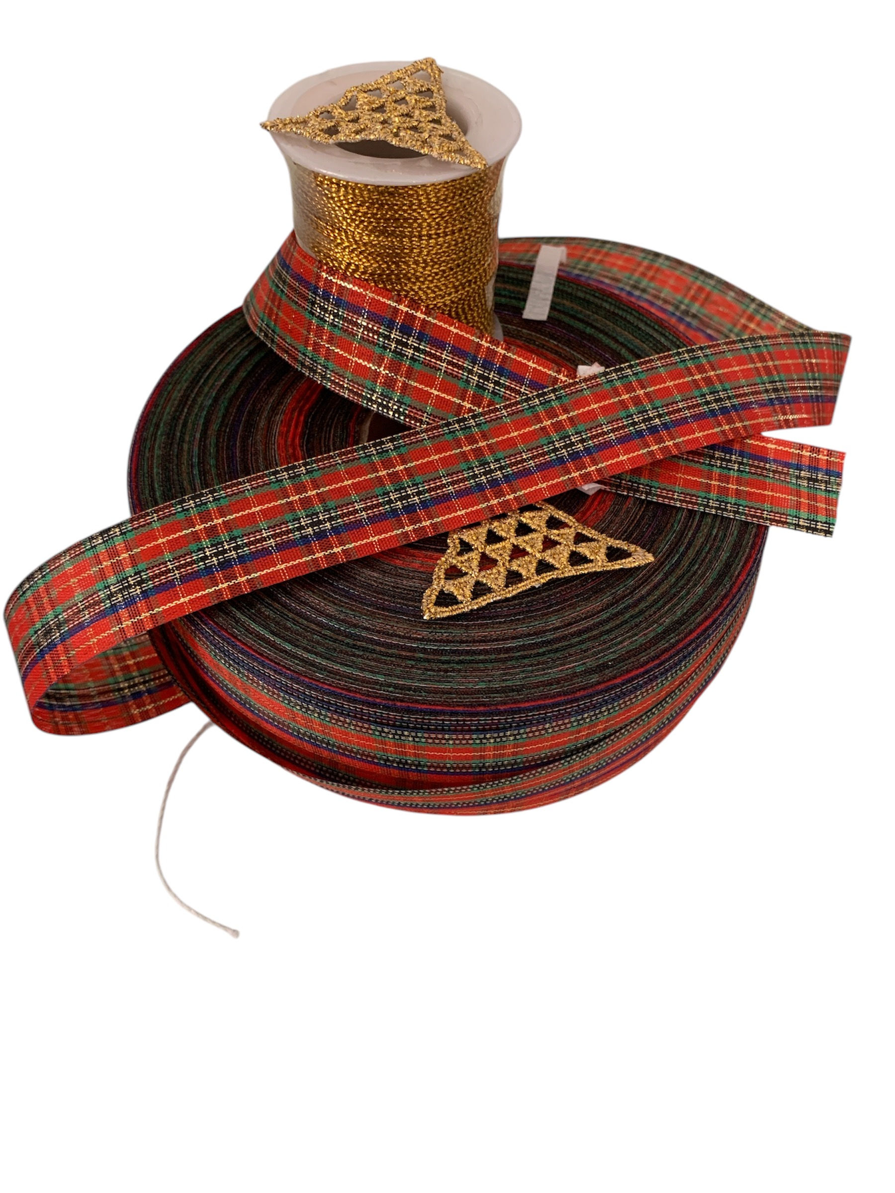 25 Mts Cinta Navidad Escosesa 4 cms 100 Mts Cordon Dorado
