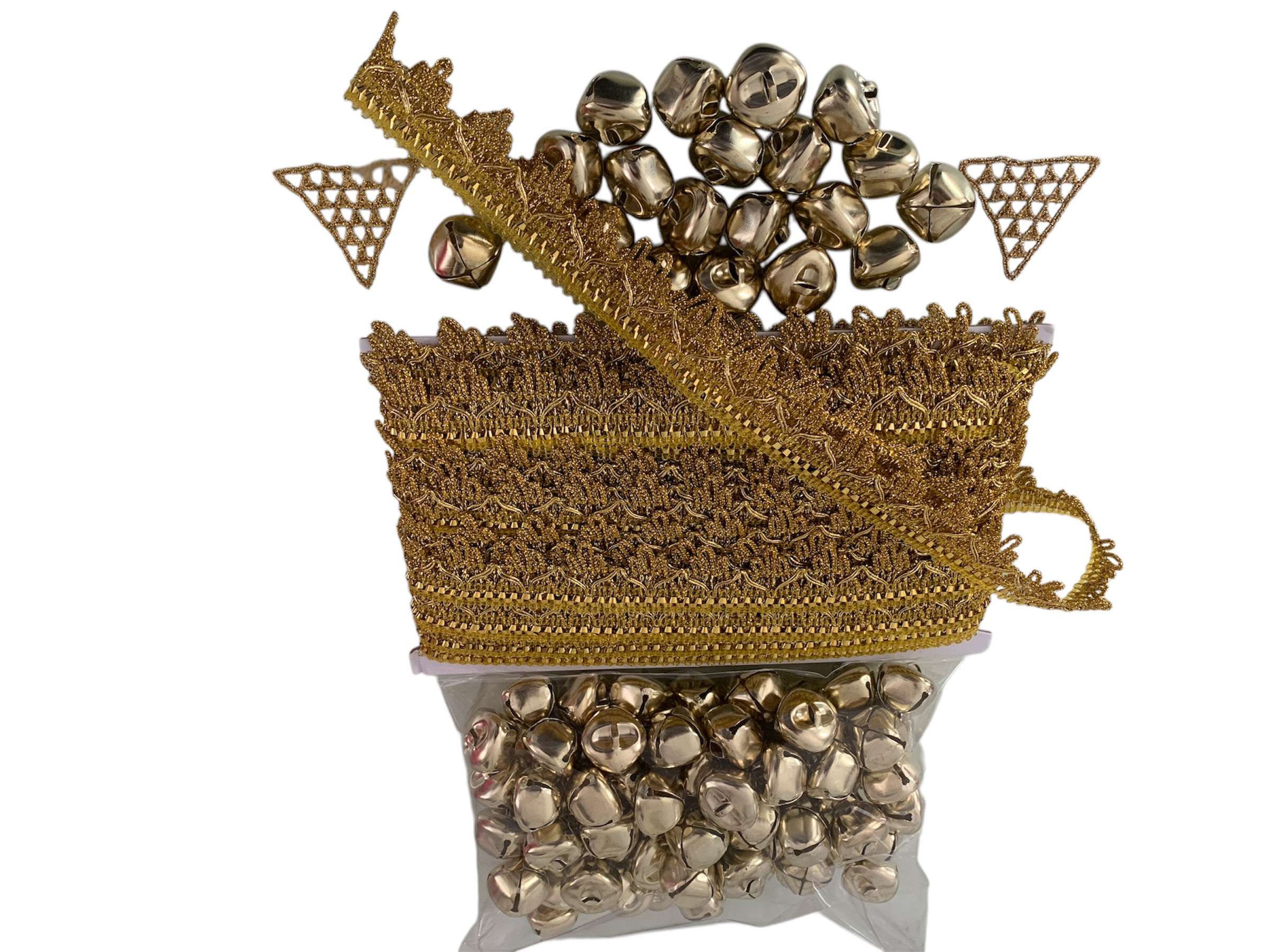 18 mts Pasamaneria Metalizada 3 cms - 100 cascabel 2.5 cms metálico