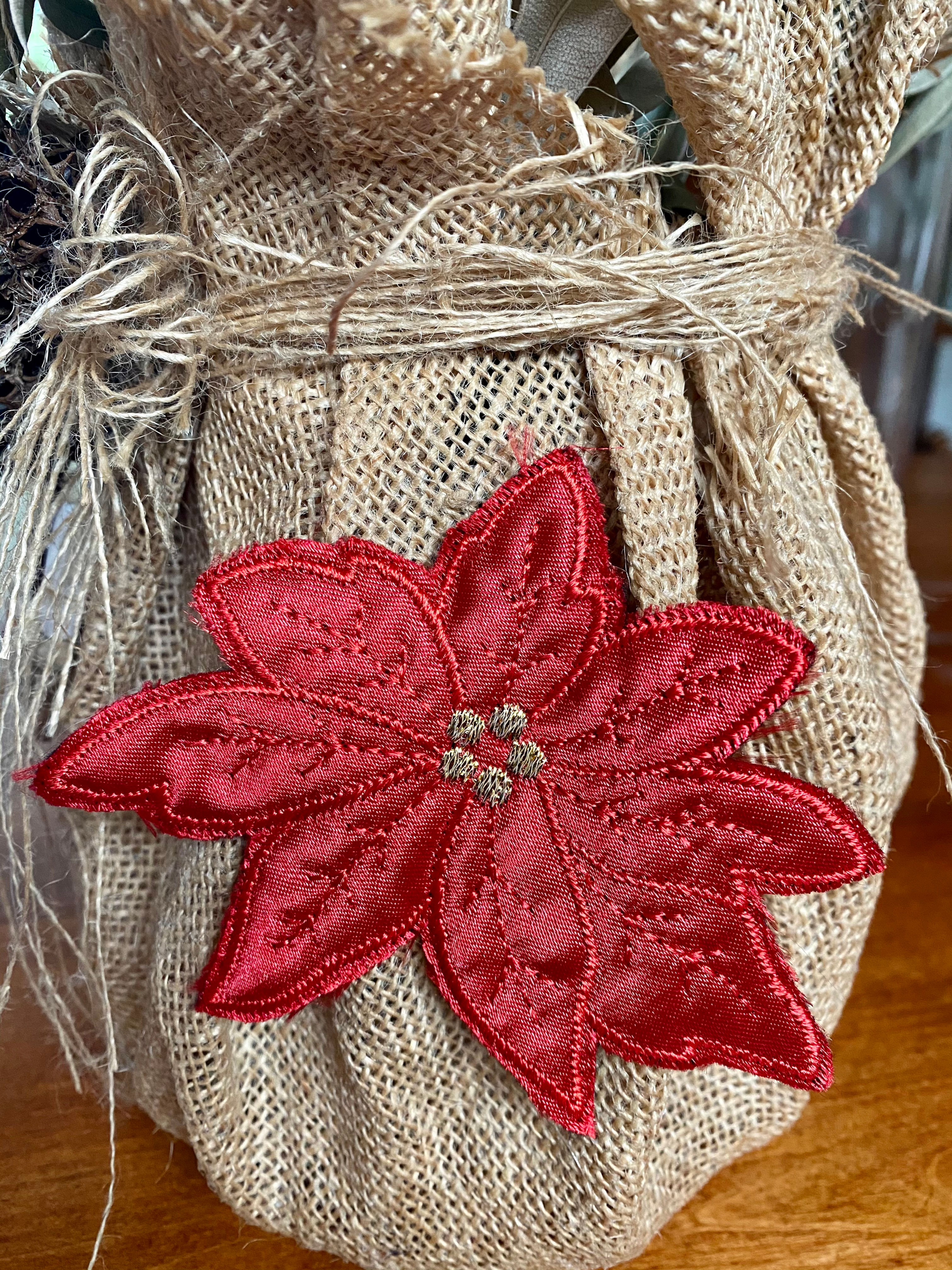 5 aplicacion Parches  Bordado Flor Roja 7 cm