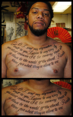 Psalm 28 1 Tattoo by The Red Parlour Tattoo Woodside Queens NY NY NYC CIty Custom Letterin