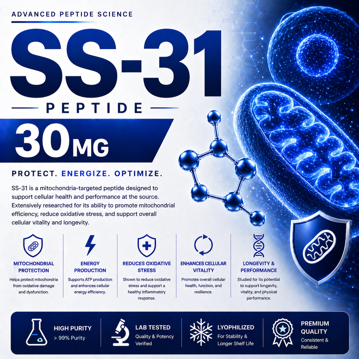 SS-31 30mg (Mitochondria-Targeted Peptide)