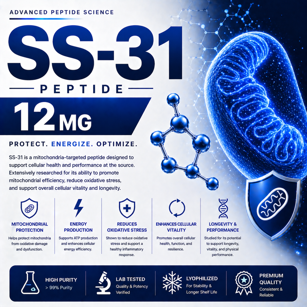 SS-31 12mg (Mitochondria-Targeted Peptide)