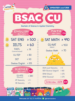 bsac chula admission requirements 2026 เกณฑ์ วิทยาศาสตร์ เคมีประยุกต์ อินเตอร์จุฬา ต้องใช้คะแนนอะไร