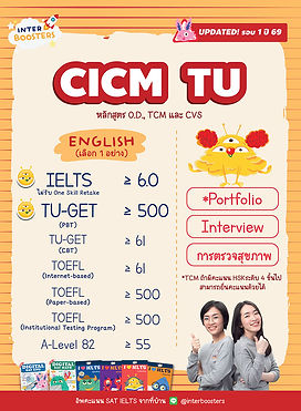 เกณฑ์ CICM TU admission requirements 2026 แพทย์อินเตอร์ ธรรมศาสตร์ นานาชาติ inter thammasat