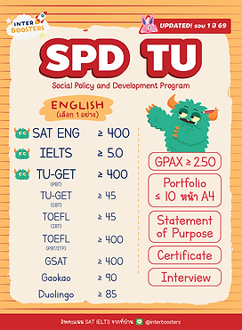 เกณฑ์ SPD TU admission requirements 2026 ศิลปศาสตร์ สังคมสงเคราะห์ อินเตอร์ ธรรมศาสตร์ นานาชาติ inter thammasat