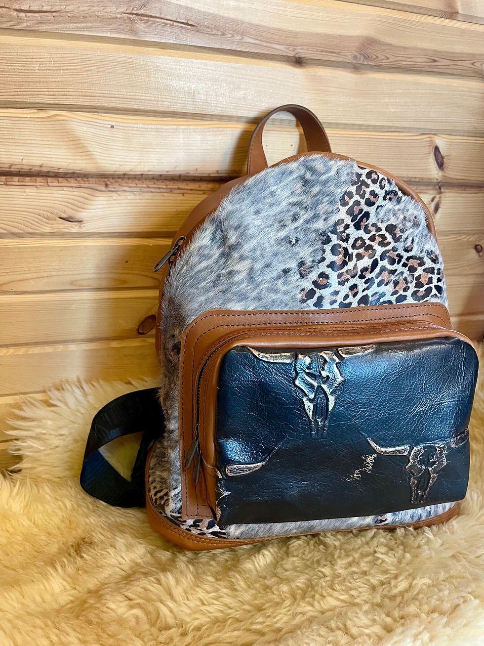 Thumbnail: MJ  Leather Backpack #2588 Lower Front View
