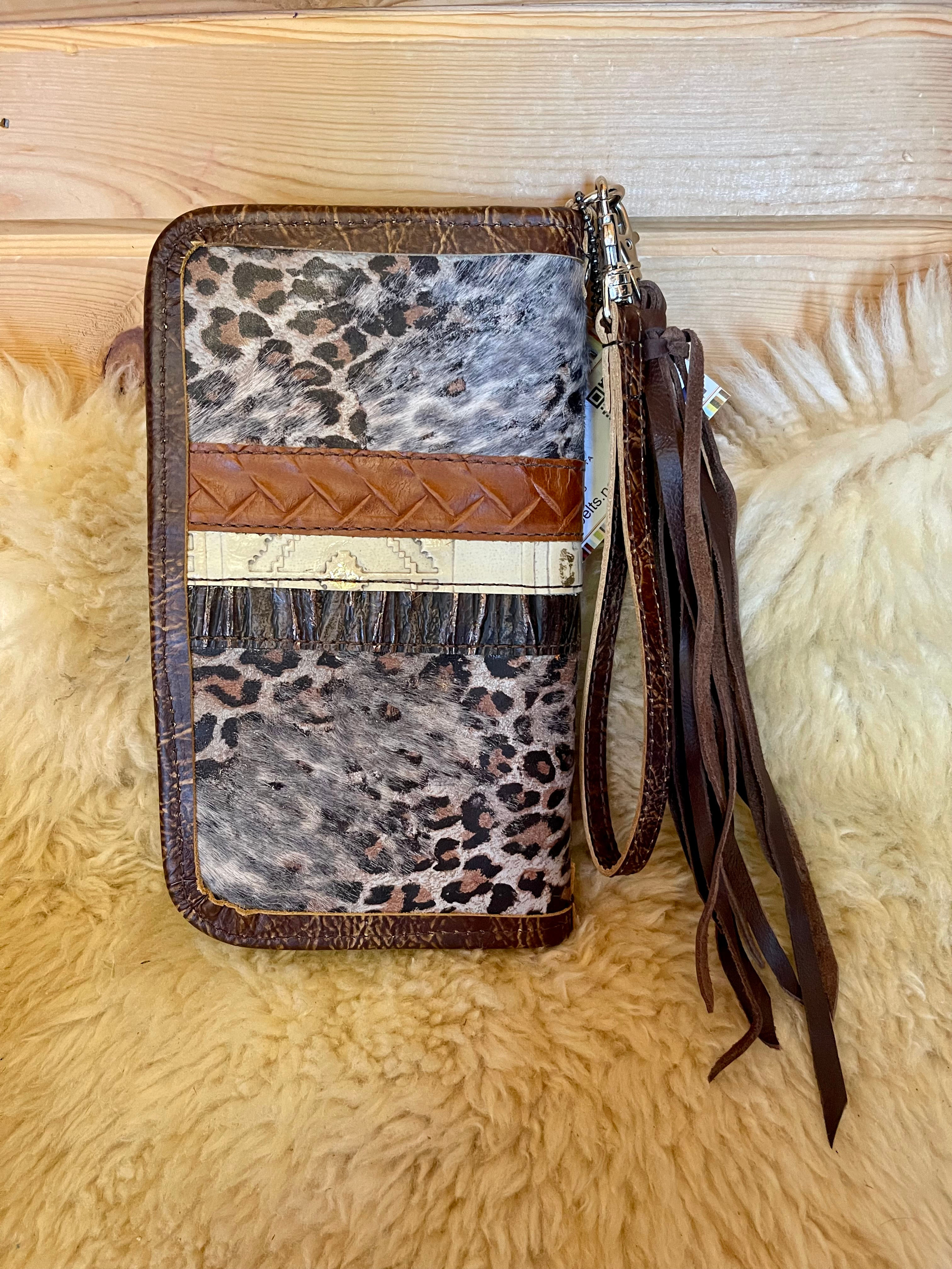 MJ Wristlet Wallet No. 1912 Handmade Western Leather Wristlet, Crossbody