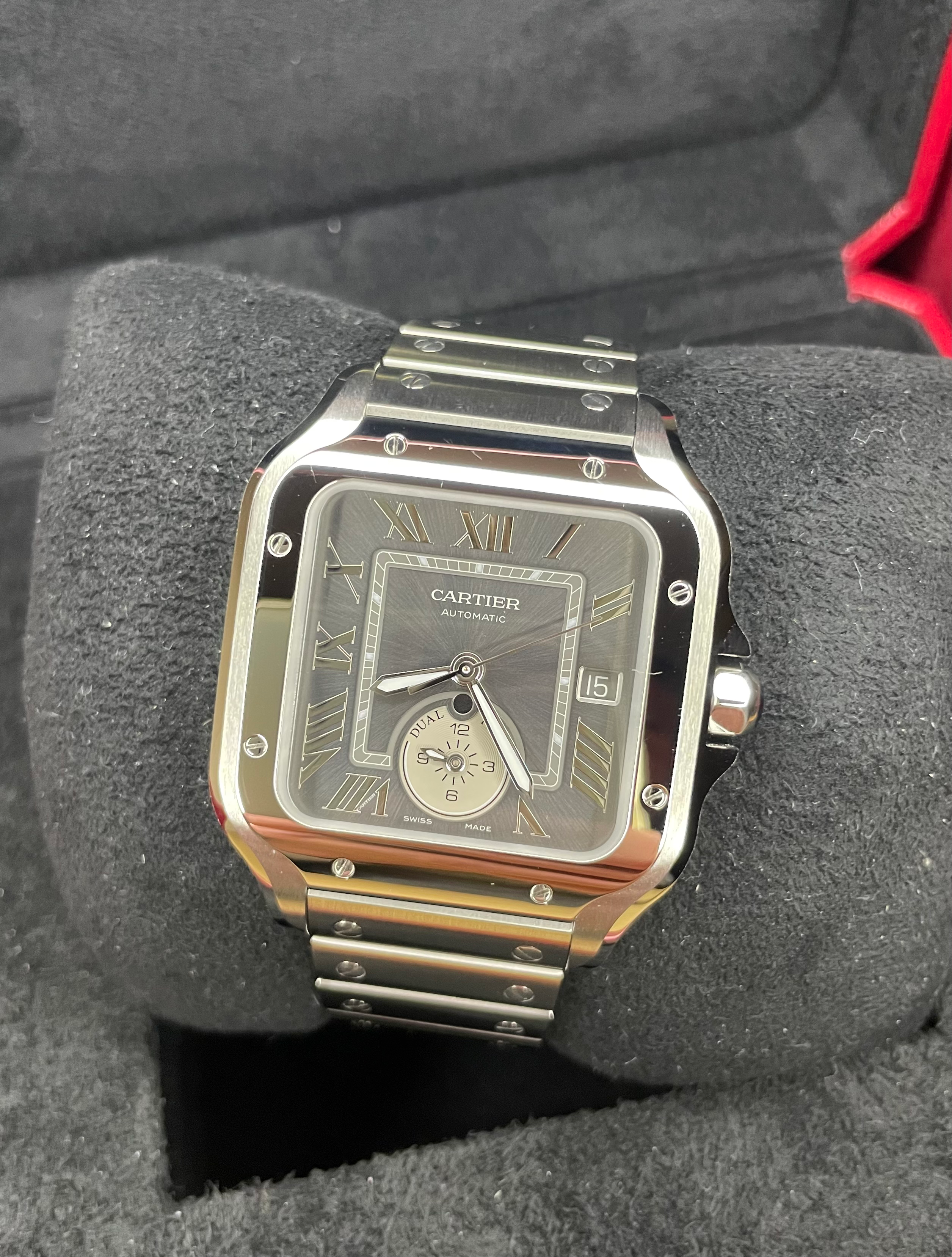 Cartier Santos "Dual Time” Grey Roman Numeral  2024