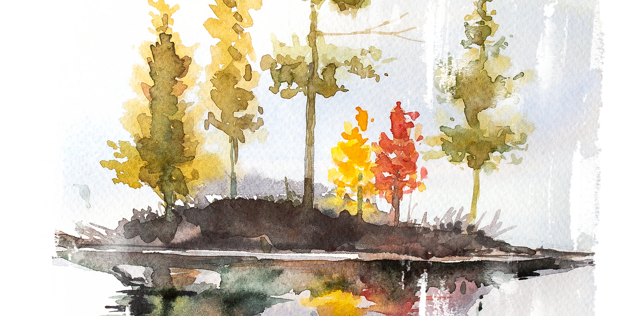 A watercolor landscape graphic for Tables of the Heart, Rinn and Rose blog