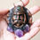 Thumbnail: Sculpted Copper Warrior with Labradorite third Eye and raw Amethyst points