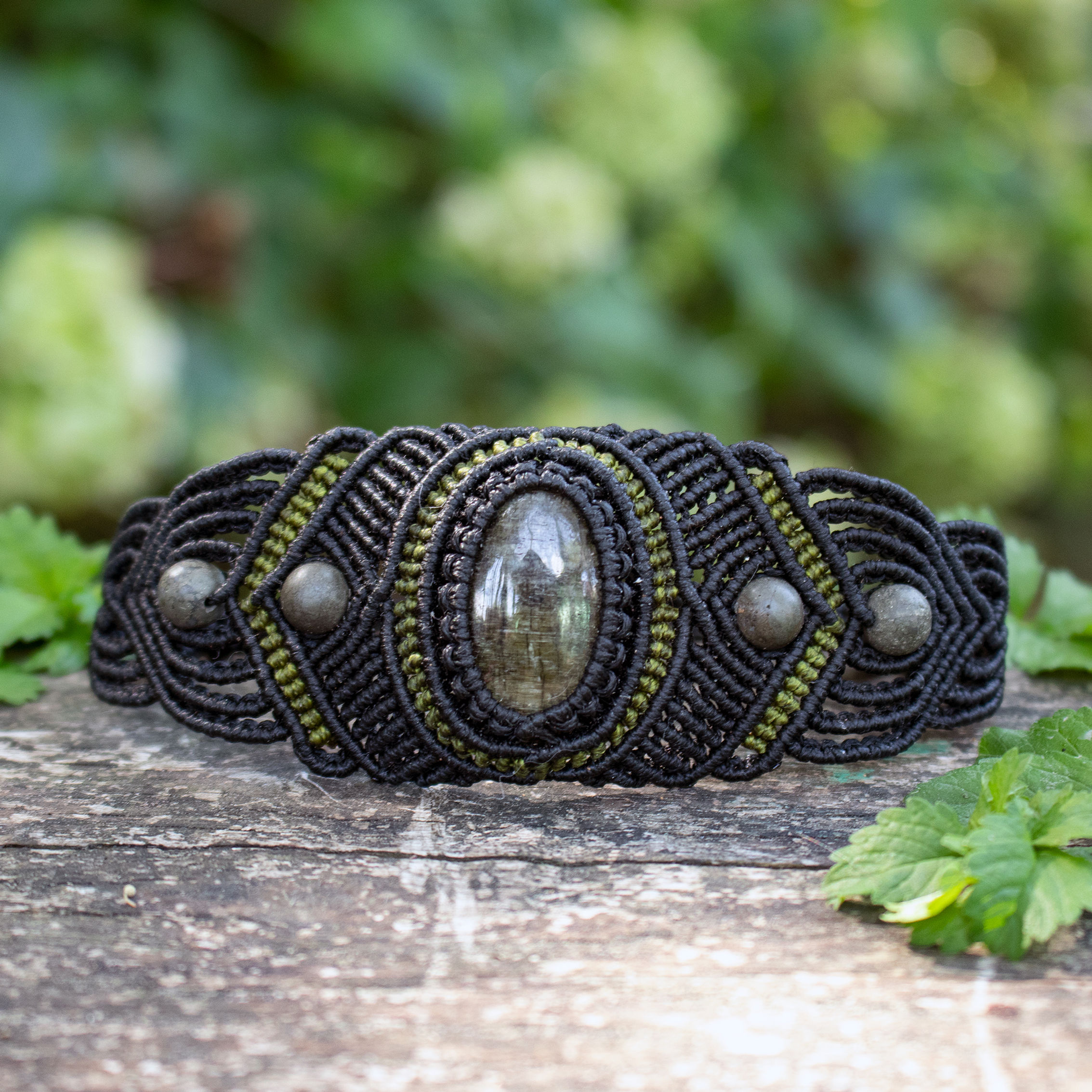 Green Tourmaline bracelet with Pyrite