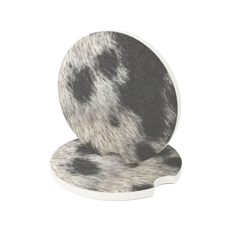 Black Cow Hide Soapstone Car Coasters