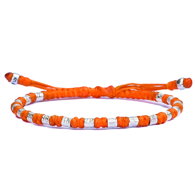 Thumbnail: Men Bracelet In Orange Colour And Silver Pieces
