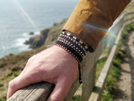 wearing black bracelets