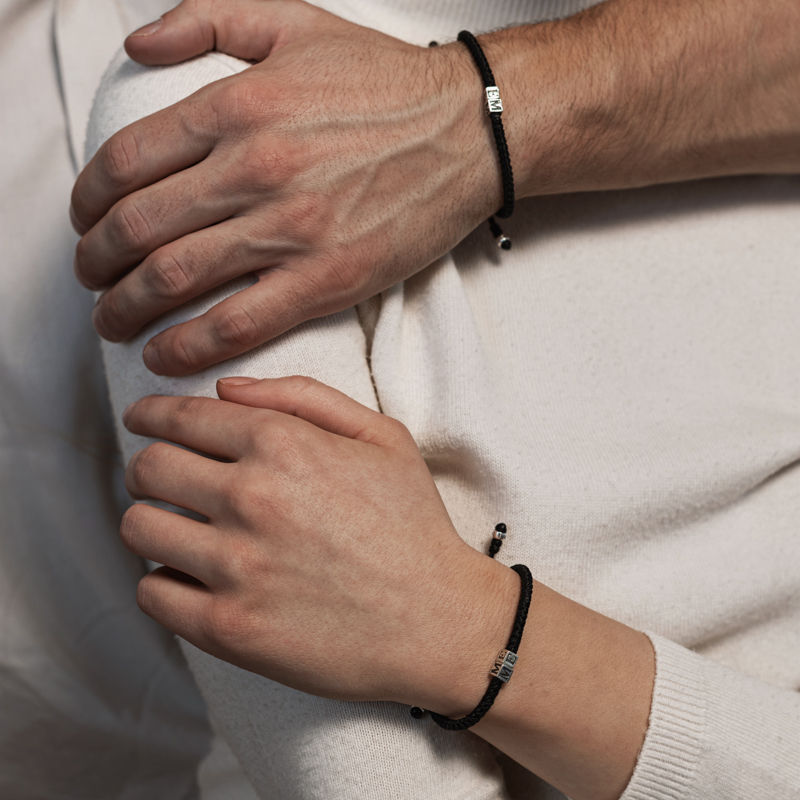 Thumbnail: couple initials silver rope bracelet
