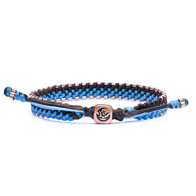 Thumbnail: blue and brown cord bracelet for men