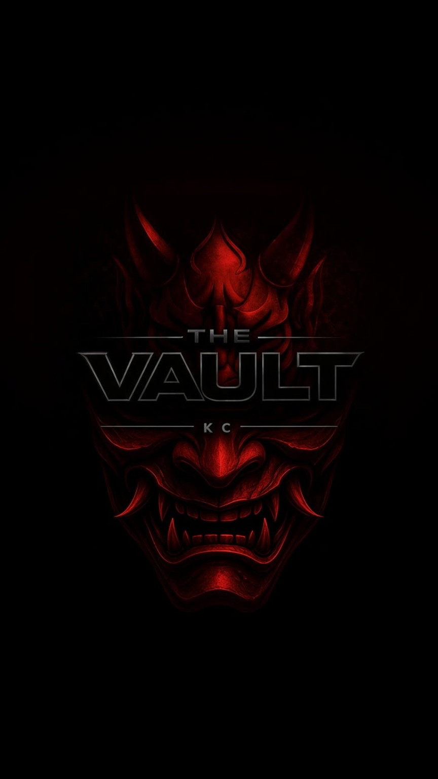 The Vault KC official red and black mask logo