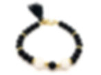 Pulsera mujer de ágata negra, jade blanco y plata chapada en oro. Minerales, piedras energéticas. Pulsera energética mujer