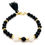 Miniatura: Pulsera mujer de ágata negra, jade blanco y plata chapada en oro. Minerales, piedras energéticas. Pulsera energética mujer