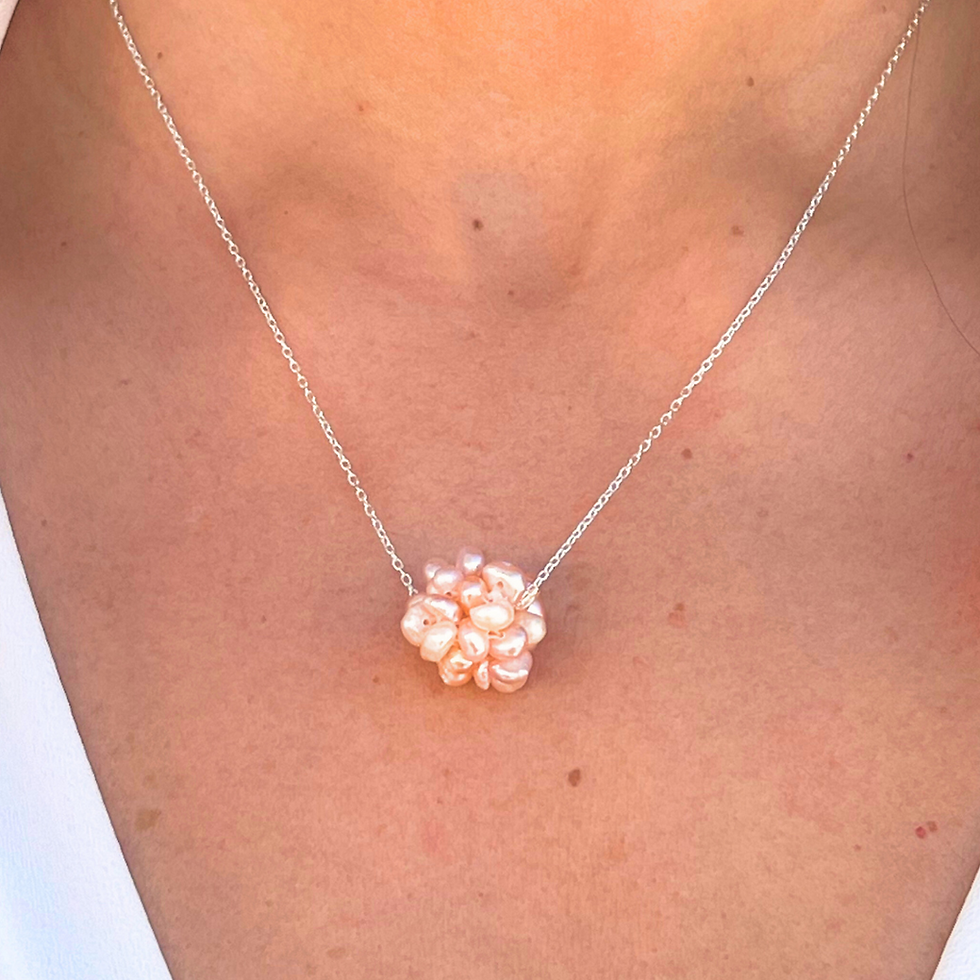 Cadena de plata 925 con colgante de perla. Collar de perlas. Perlas