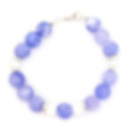 Pulsera mujer de plata, jade azul y ágata blanca. Pulsera energética
