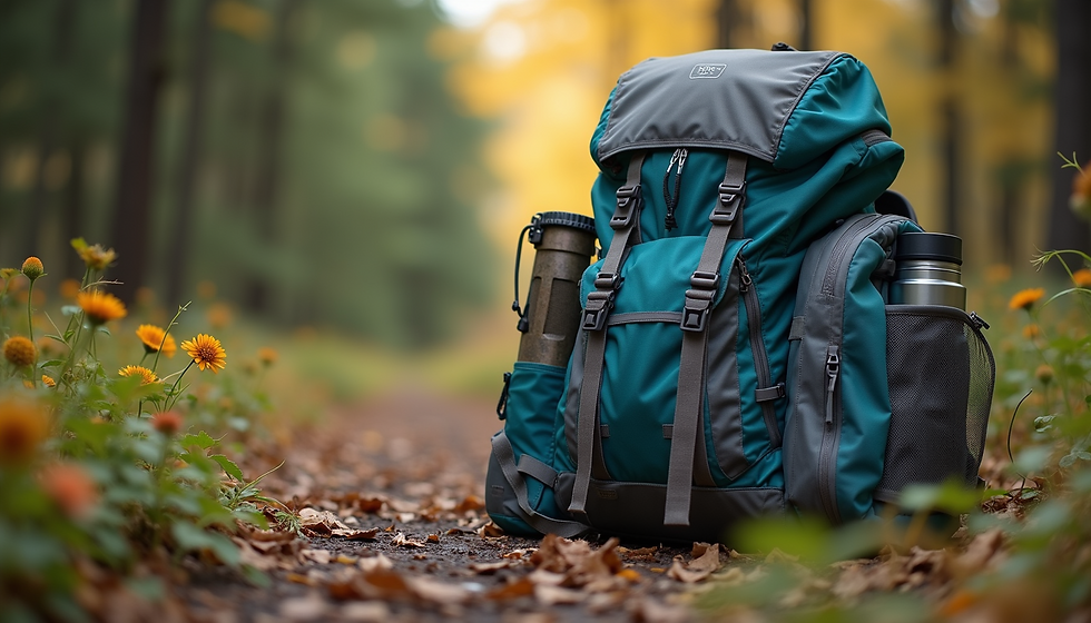rucksack on a country trail