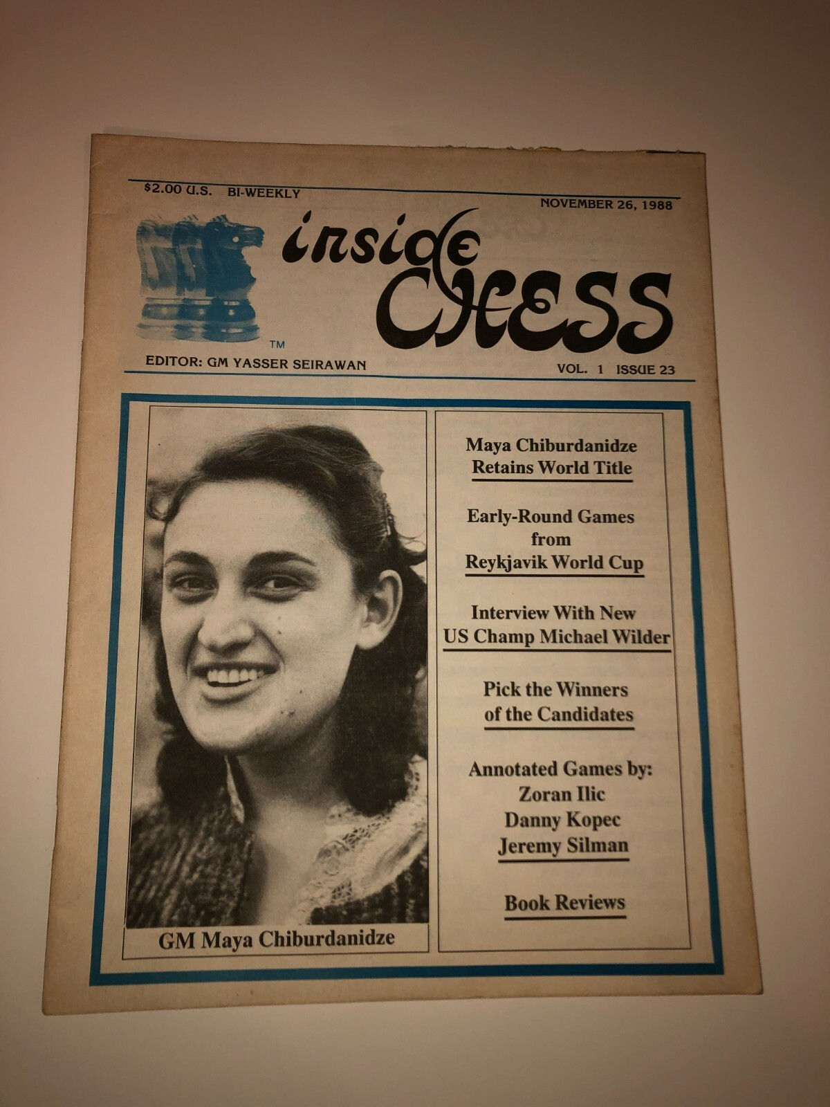 Inside Chess Magazine: Volume 1 Issue 23 (November 26, 1988)