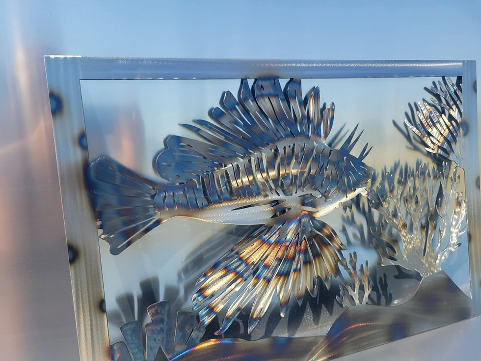 Thumbnail: Lionfish lion fish reef coral metal fish art marine wall decor nautical metal wa