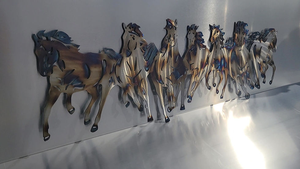 Thumbnail: Horses running wild mustangs mustang running metal art wall art decor steel scup