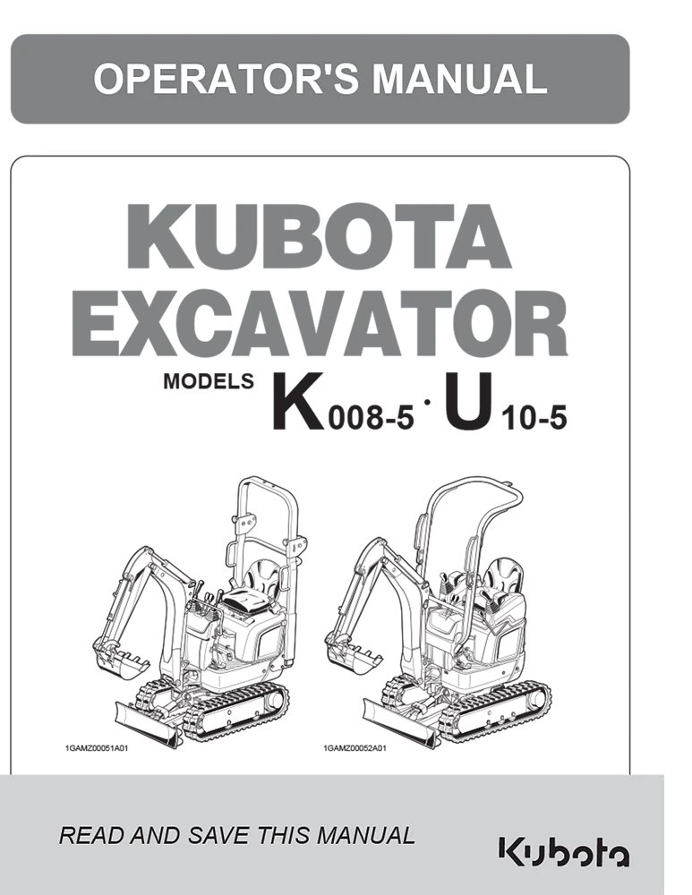 Kubota K008-5 Operator's Manual