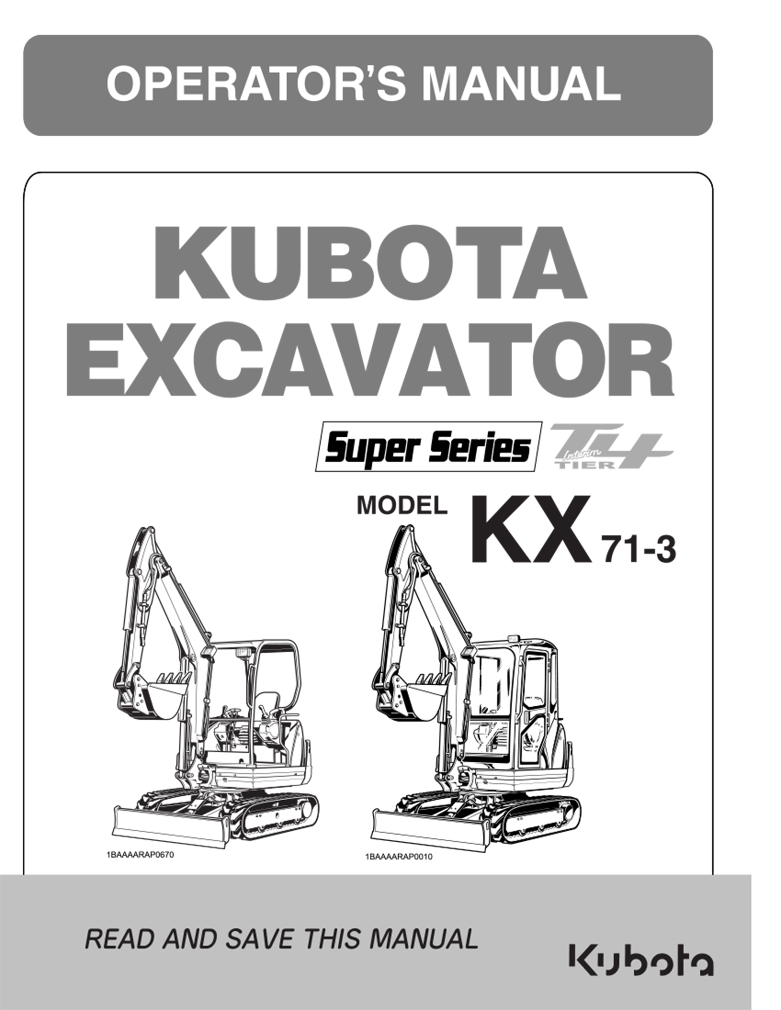 Kubota KX713 Operator's Manual