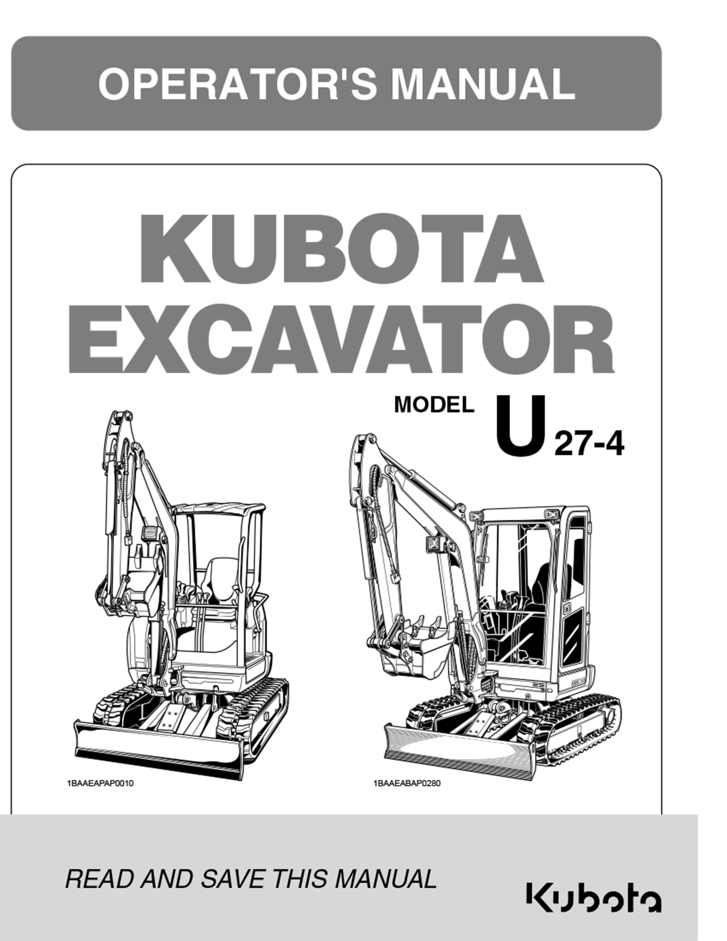 Kubota U274 Operator's Manual