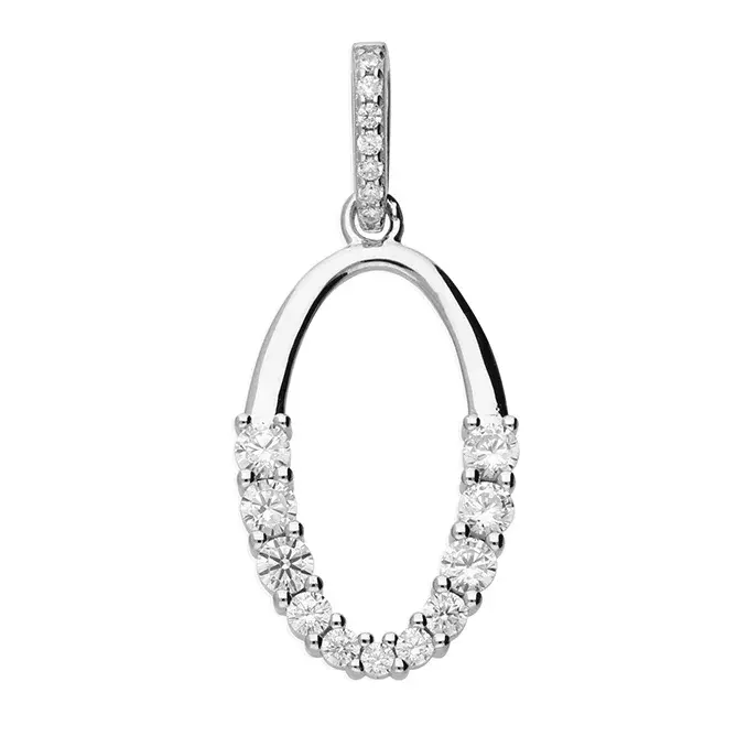 Half plain and cubic zirconia with a cubic zirconia set oval