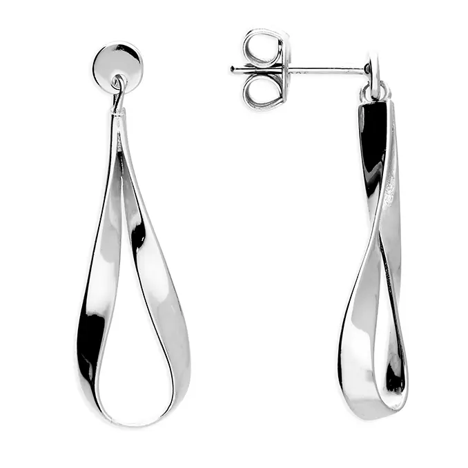 Sterling Silver Earrings Twist drop studs