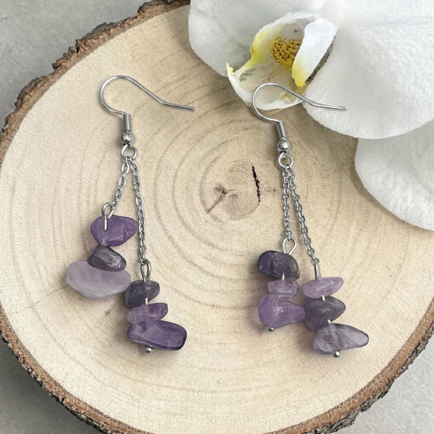 Boucles d'oreilles baroque Améthyste