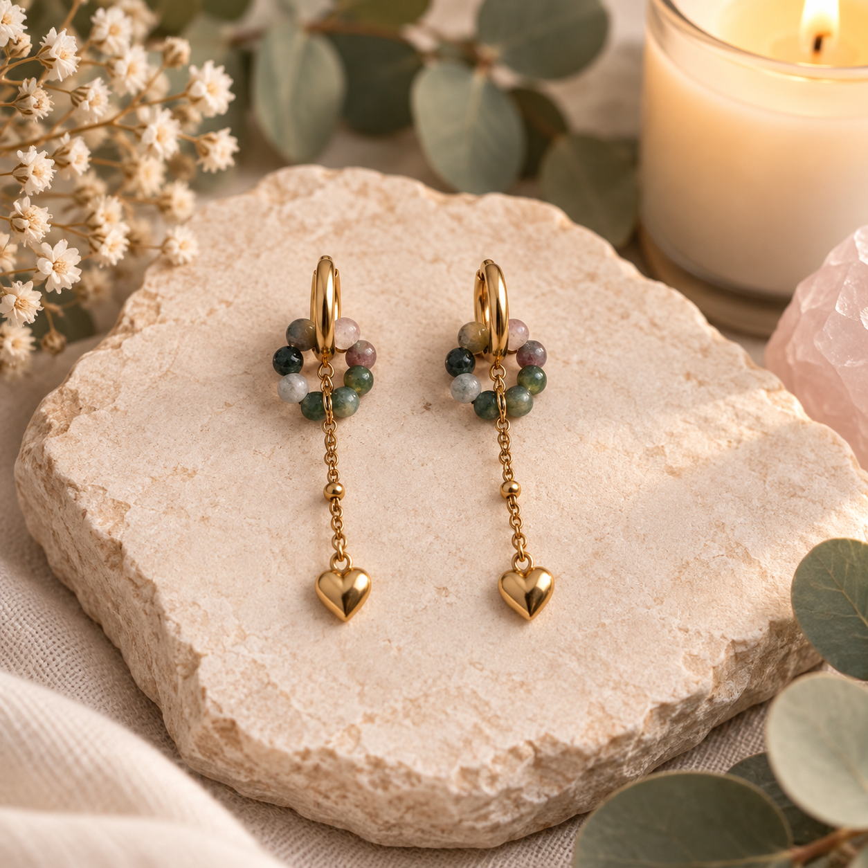 Boucles d'oreilles Agate indienne