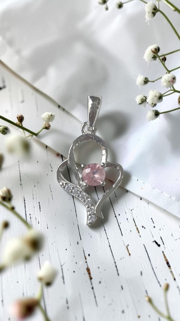 Miniature : Pendentif Quartz rose (Argent 925)