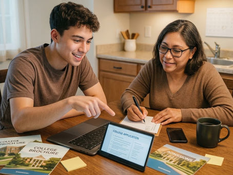 High school student reviewing a college list