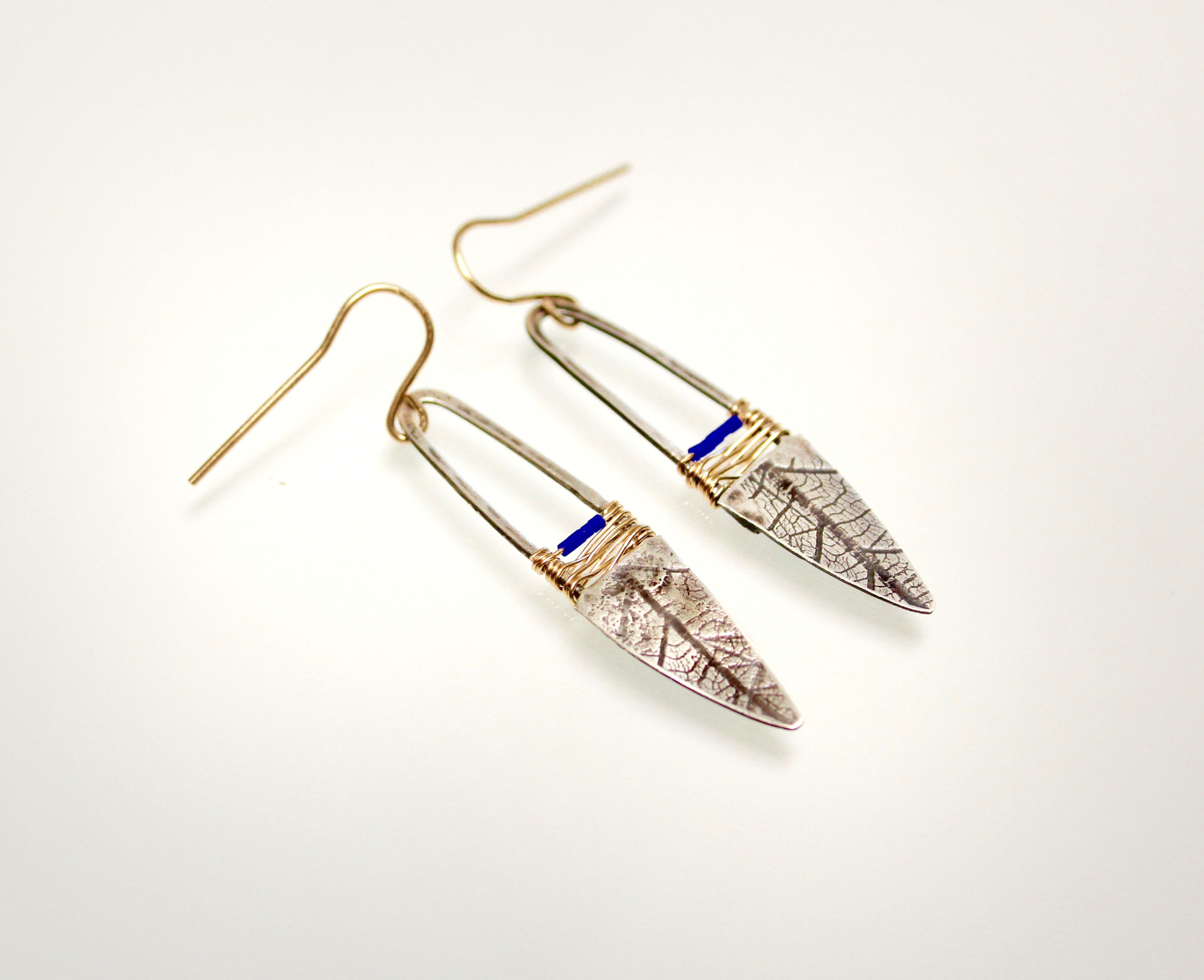 Woven Beaded Sterling Leaves