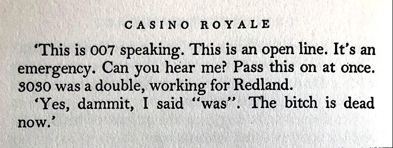 Above: The 'original' final paragraph in the Cape first edition of Casino Royale