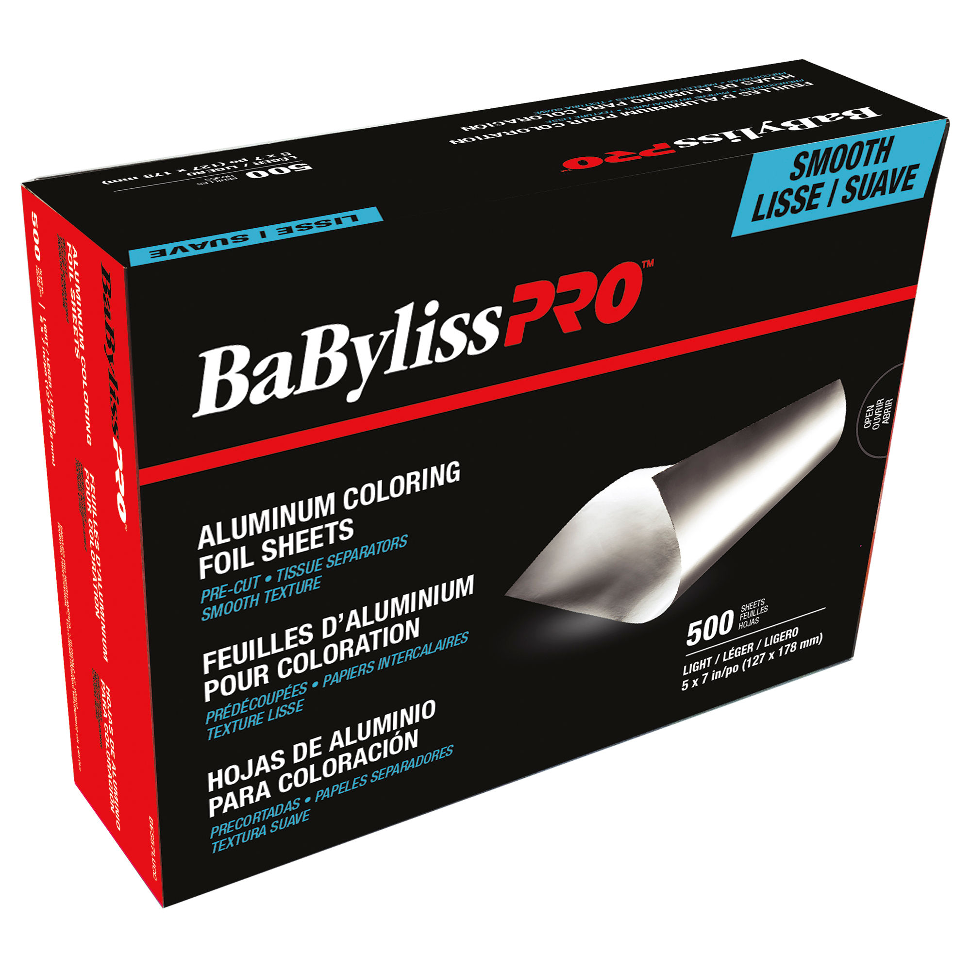 BaBylissPRO | Smooth Pre-Cut Aluminum Foil Sheets - 5x7" Light
