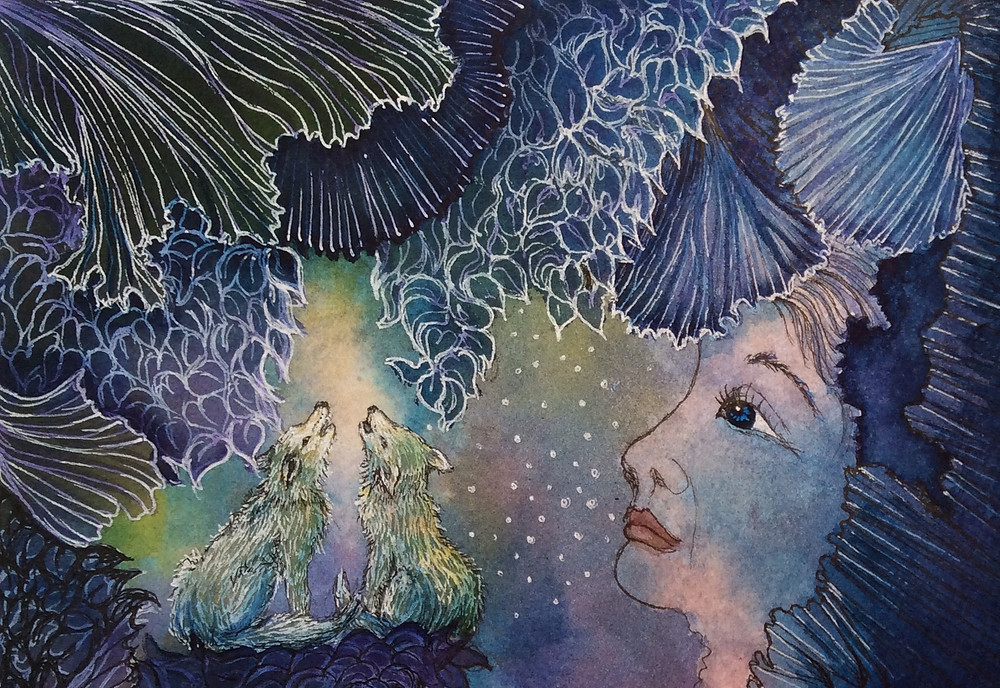Water colour and ink pens