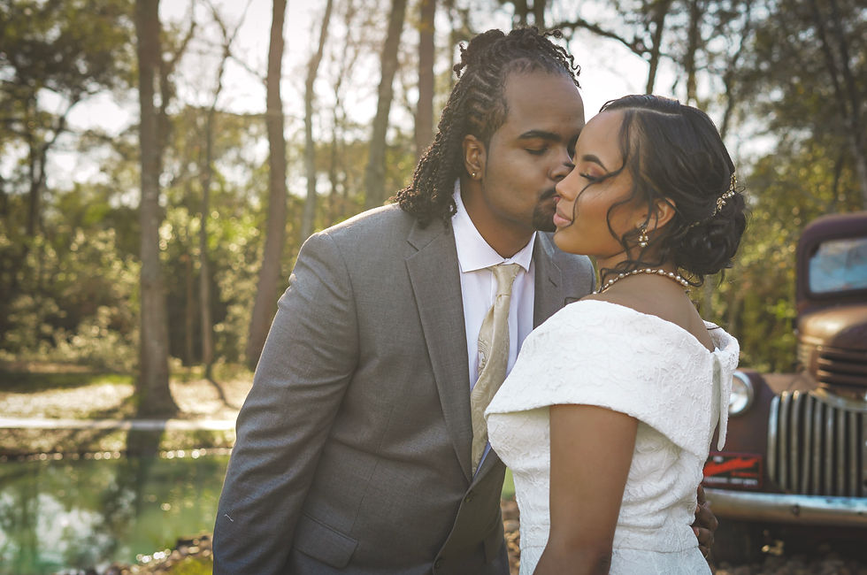 Bride and Groom at outdoor wedding venue