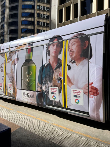 a glenfiddich advertisement on the side of a bus