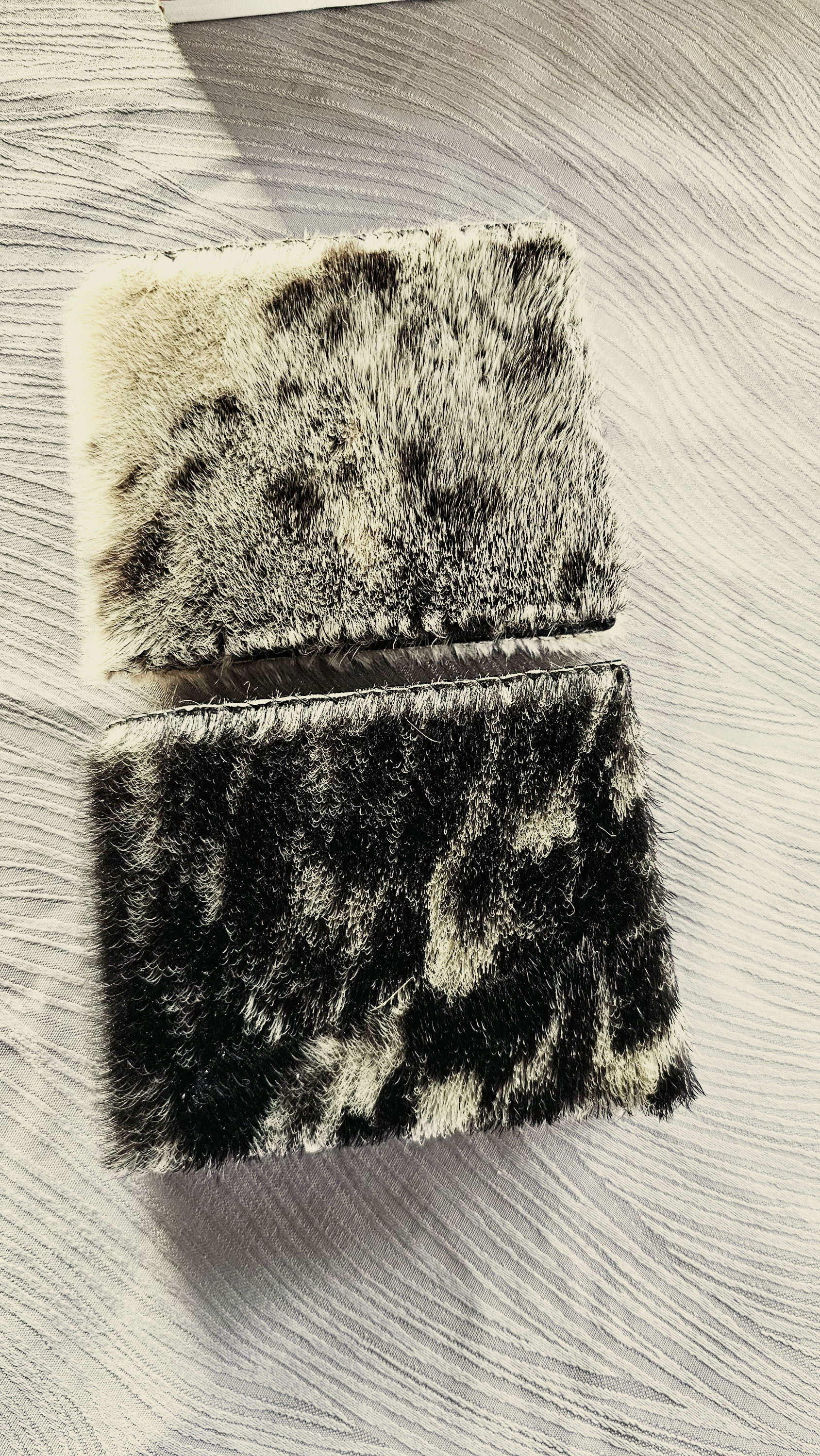 Seal fur and leather bifold wallet