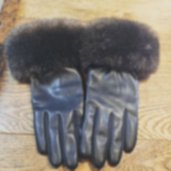 sea otter trimmed leather gloves size XL