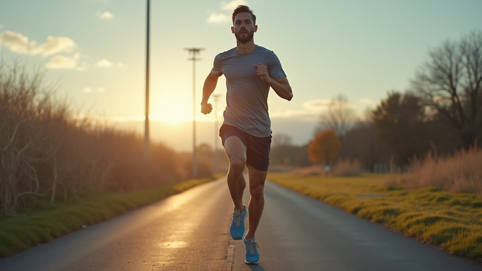 Eye-level view of a person exercising outdoors