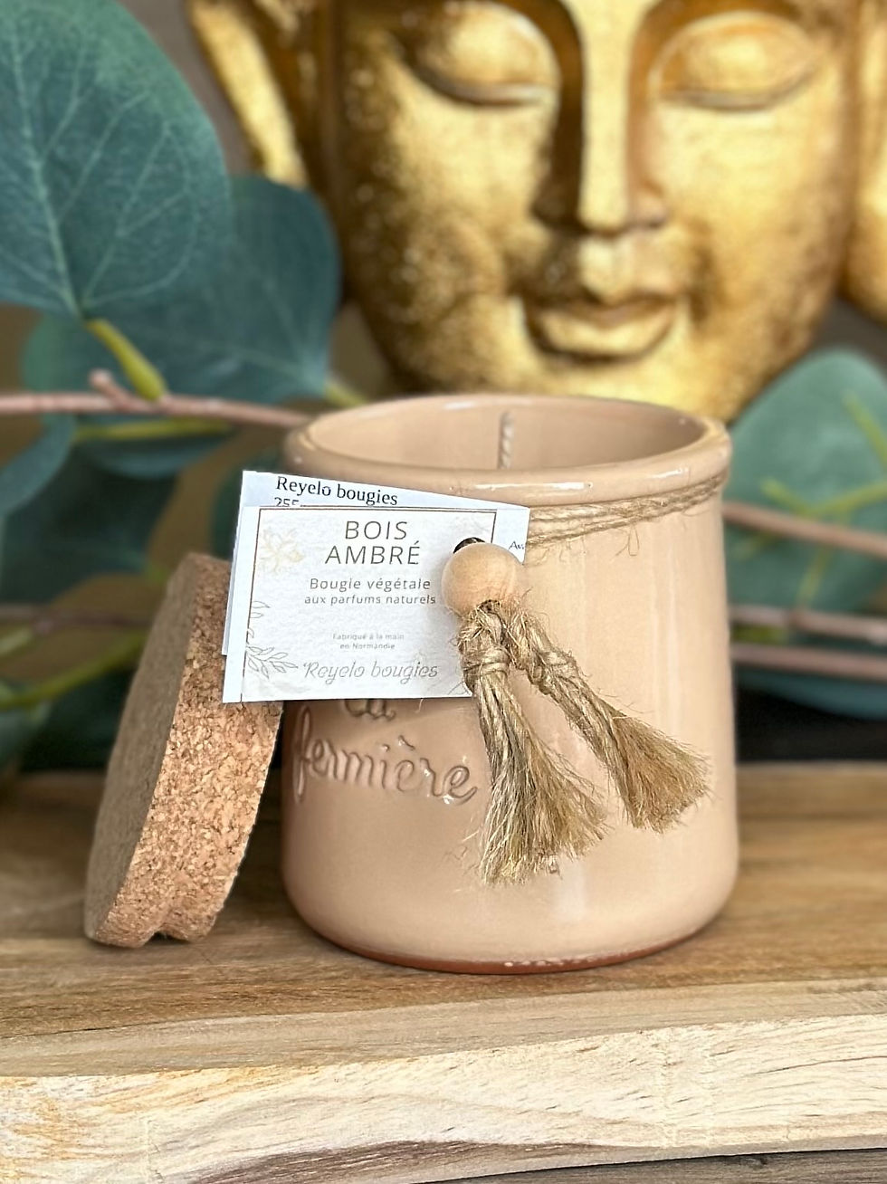 Bougie parfumée bois ambré | parfum naturel